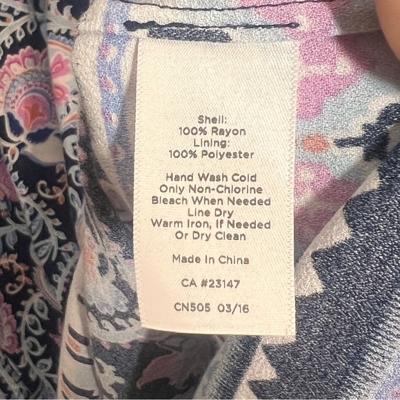 Talbots Maxi Dress Blue Pink Paisley Floral Sleeveless Empire Waist Splitneck 18 - Picture 6 of 14